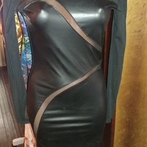 Black cutout sheer mini dress